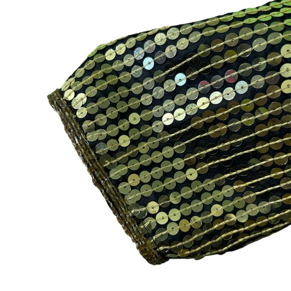 Vintage Jewel Queen Beaded Sequin Gold & Black Open Front Jacket Silk Large - Picture 9 of 13